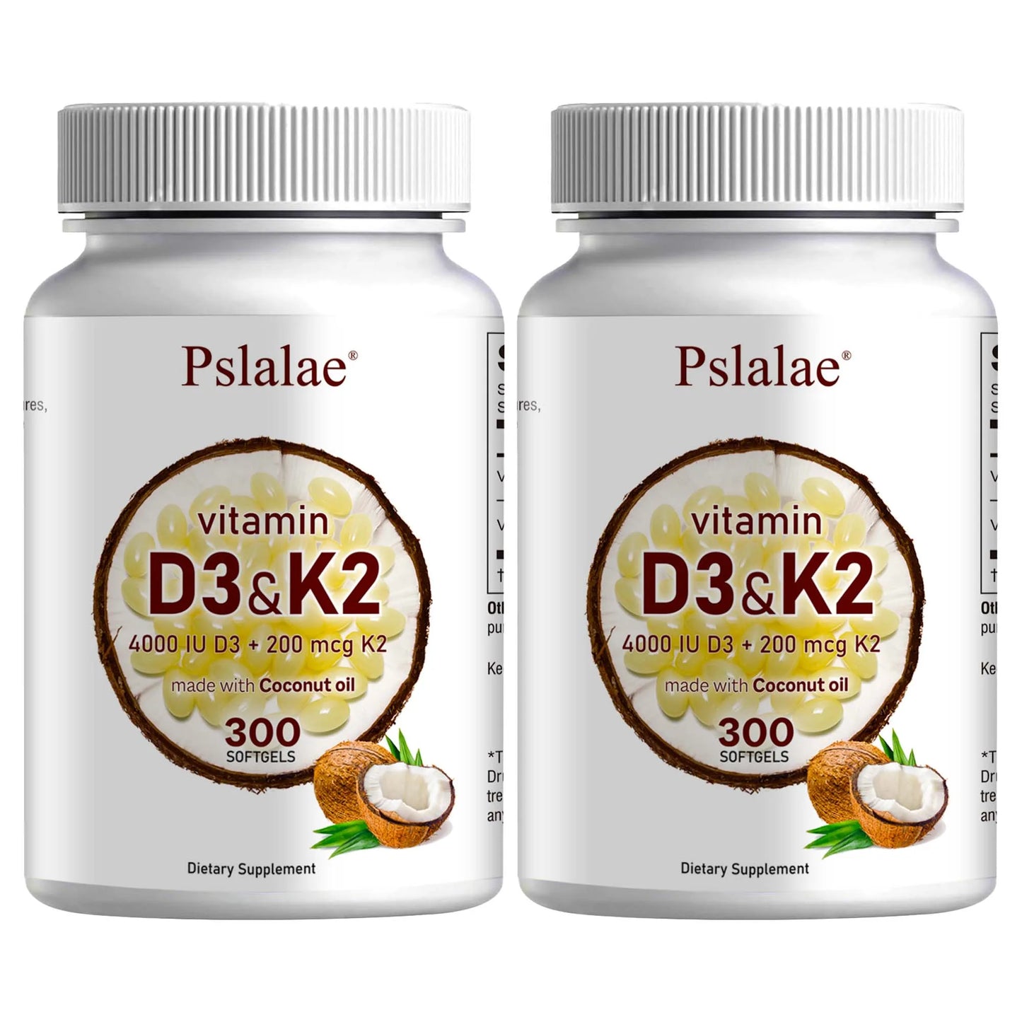 Vitamin D3 and K2 Softgels - Promotes Absorption, Digestion, and Maintains Health - 300 Softgels Two-More favorable United States