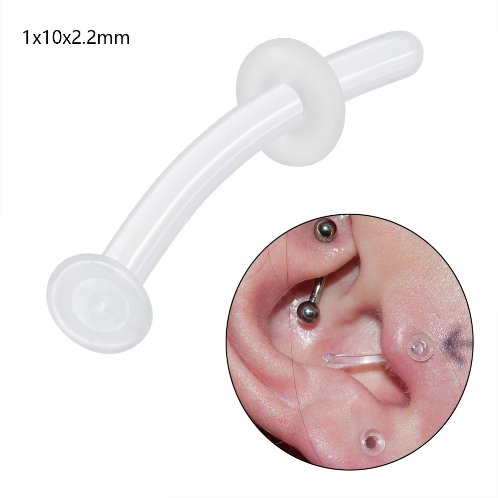 1PC Glass Nose Stud Transparent Glass Straight Nose Ring Retainer Holder Hoop Earrings Belly Ring Navel Piercing Jewelry 1x10x2.2mm 1PC