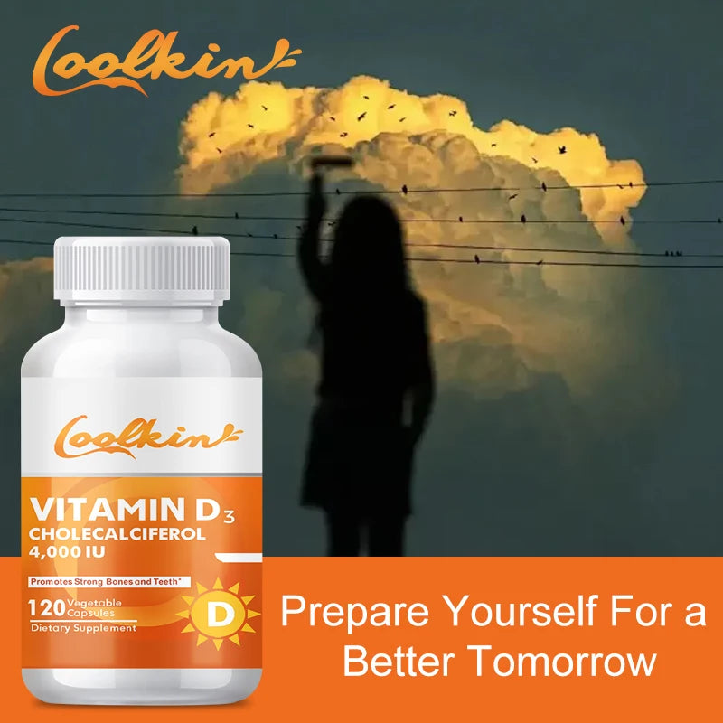 High Potency Vitamin D3 4000 IU - Helps Muscle Nerve Health Support Bone Density Teeth and Skin Heart Health - 120 Capsules