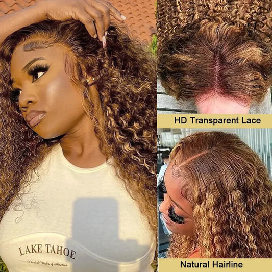 Deep Wave 13x6 13x4 HD Lace Frontal Wig Invisible Strap 360 Full Lace Glueless Wig Highlight 30 Inch Lace Front Human Hair Wigs