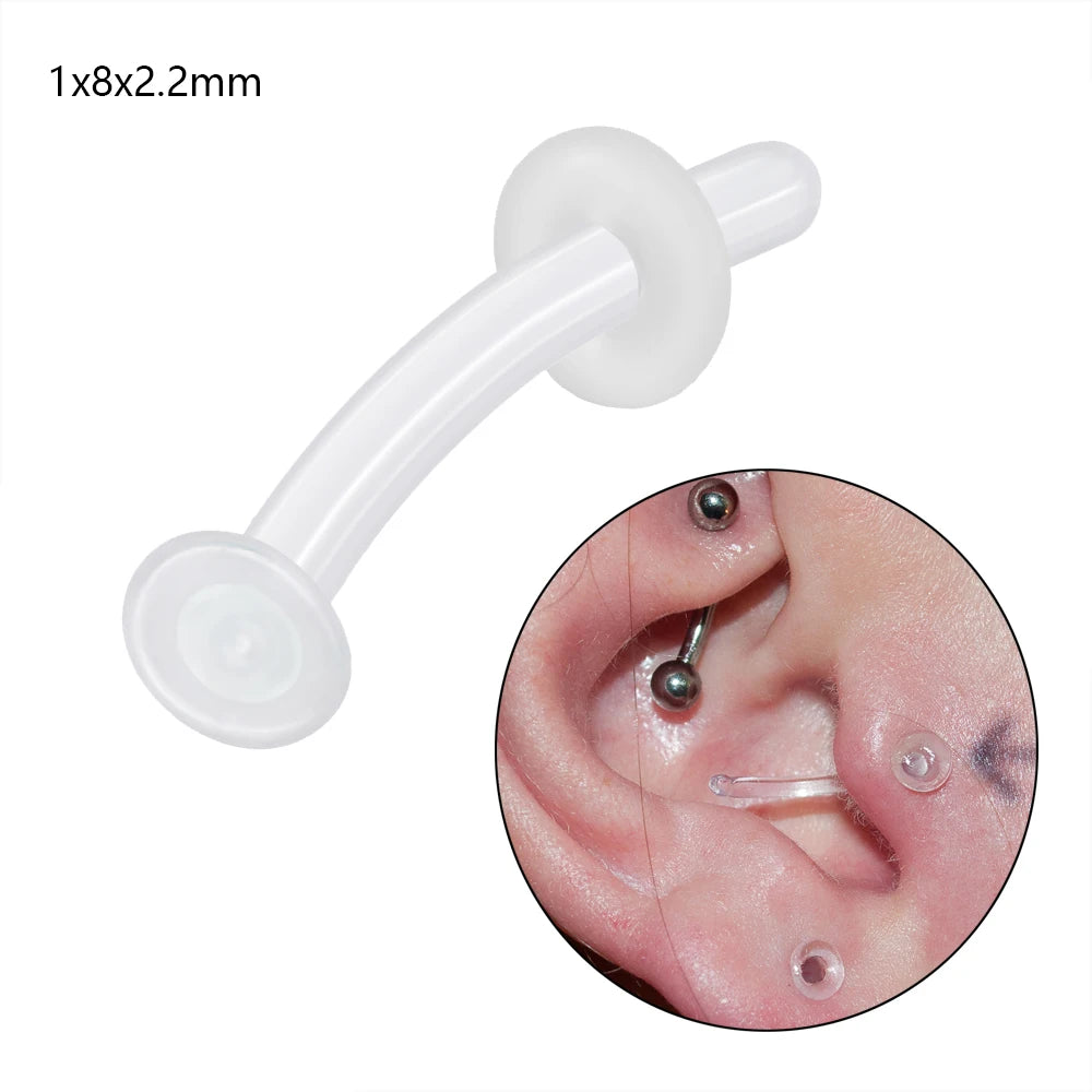 1PC Glass Nose Stud Transparent Glass Straight Nose Ring Retainer Holder Hoop Earrings Belly Ring Navel Piercing Jewelry 1x8x2.2mm 1PC