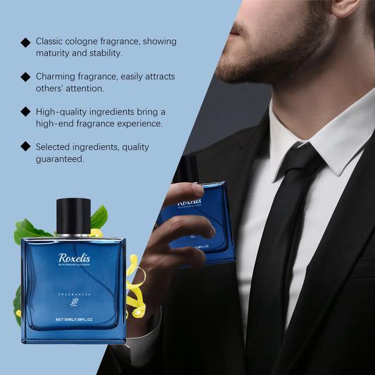 Roxelis 50ml Charmig Cologne Perfume Spray Men's Blue Domain Fragrance Lasting Scent Pheromone Flirting Romantic Dating Perfume