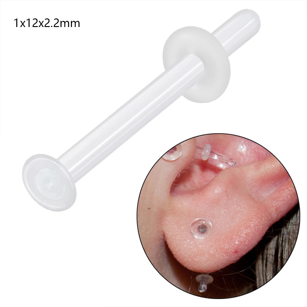 1PC Glass Nose Stud Transparent Glass Straight Nose Ring Retainer Holder Hoop Earrings Belly Ring Navel Piercing Jewelry 1x12x2.2mm 1 1PC