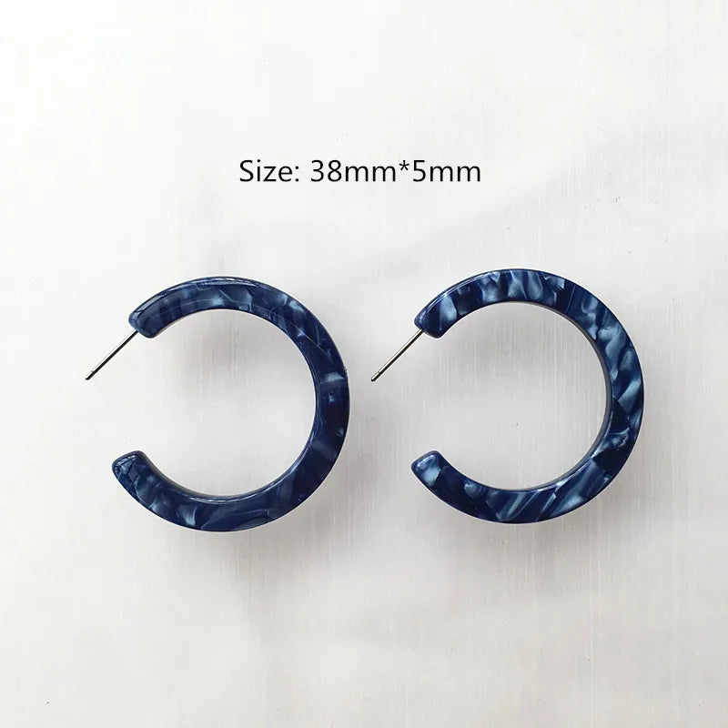 UJBOX 32 Styles Top Quality Acetate Hoop Earrings For Women Leopard Colored Pink Green Yellow Red Blue Acetic Acid Earrings Small size 9