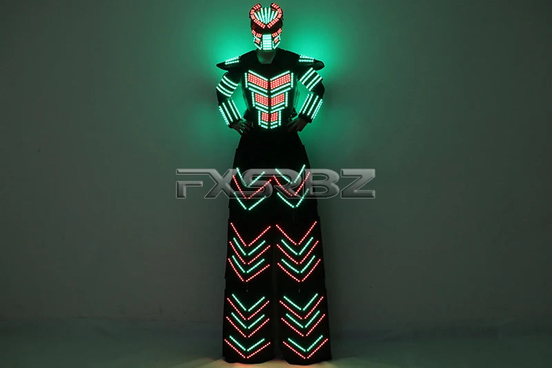 LED Robot Suit Clothes Kryoman Stilts Walker Luminous Costume High Heel Predator LED Robot Costume Laser Helmet Badiee Stylez