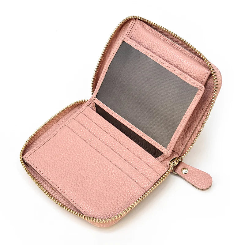 2023 New Short Wallet Men Women Vintage Fashion Card Holder Zipper Coin Purse Crazy Horse Leather Mens Slim Zipper Purse Wallet