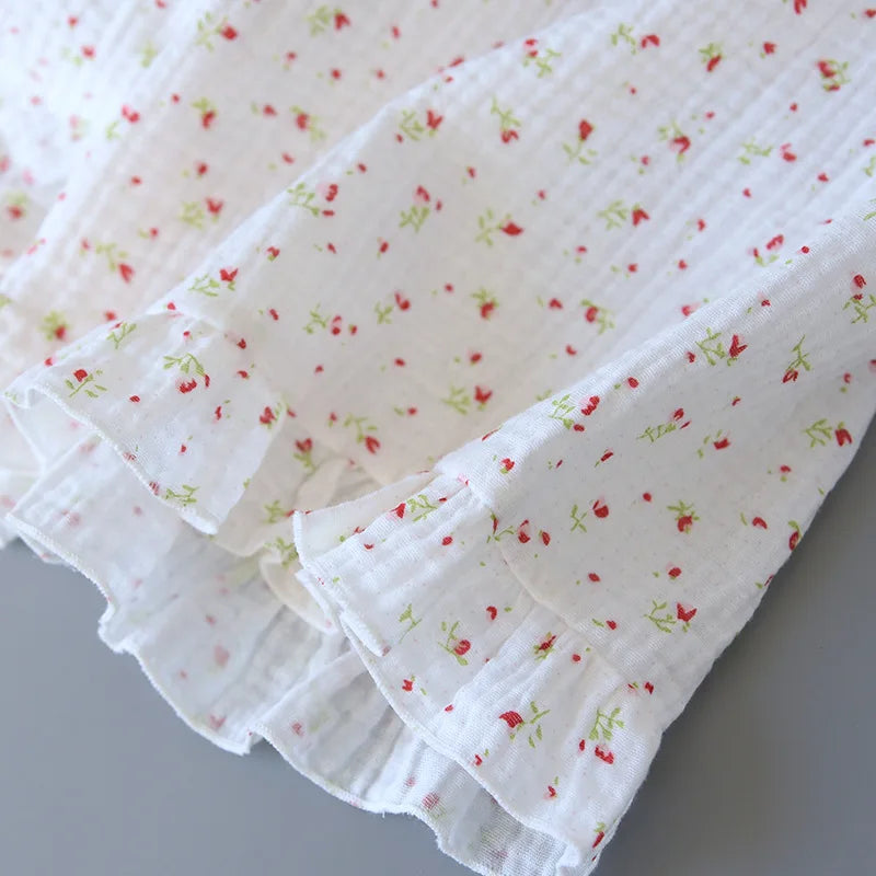 Fdfklak Gauze Cotton Sexy Lingerie Pajamas Set 2 Piece Summer Pyjamas Sleeveless SleepTops And Shorts Sleepwear Suit