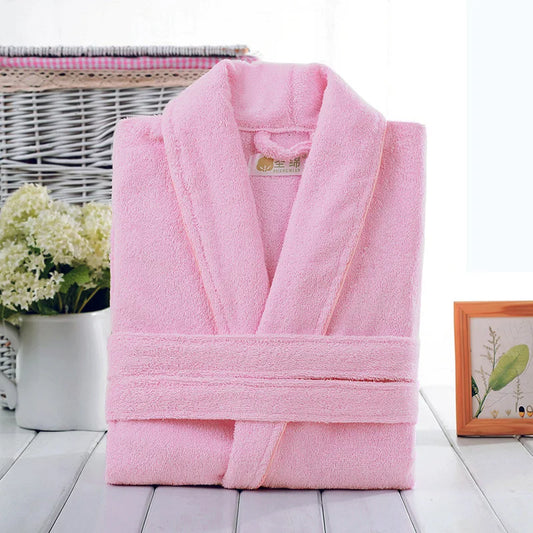 Home Bathrobe 100% Cotton pink Toweling Terry Robe Unisex lovers Soft Bath Robe Men And Women Nightrobe Sleepwear Casual 2024