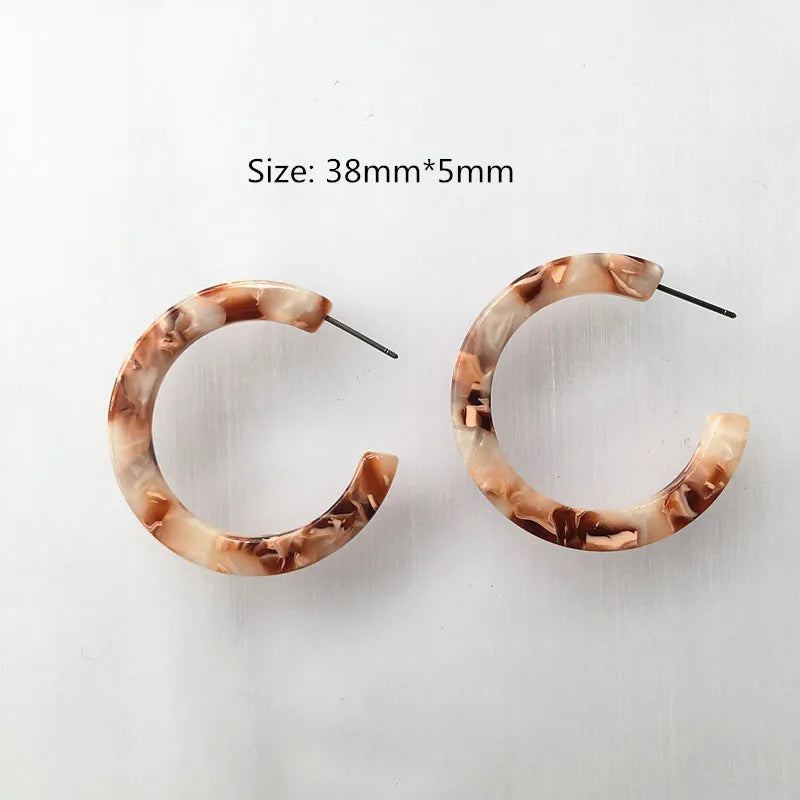 UJBOX 32 Styles Top Quality Acetate Hoop Earrings For Women Leopard Colored Pink Green Yellow Red Blue Acetic Acid Earrings Small size 20