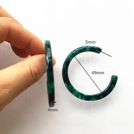 UJBOX 32 Styles Top Quality Acetate Hoop Earrings For Women Leopard Colored Pink Green Yellow Red Blue Acetic Acid Earrings