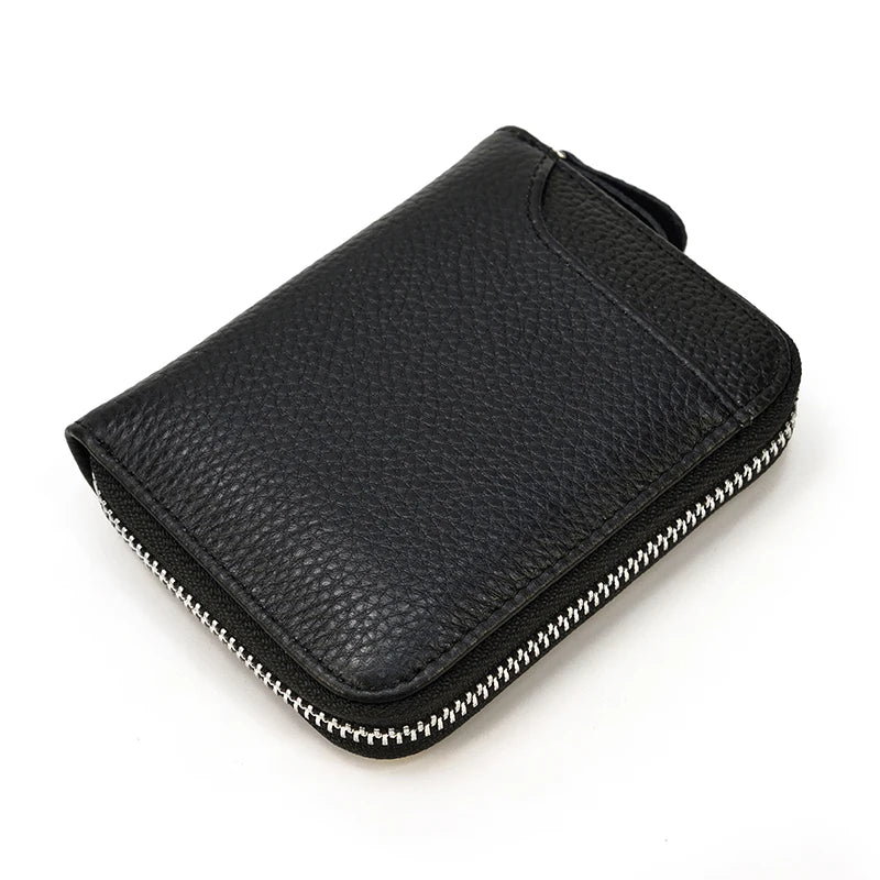 2023 New Short Wallet Men Women Vintage Fashion Card Holder Zipper Coin Purse Crazy Horse Leather Mens Slim Zipper Purse Wallet