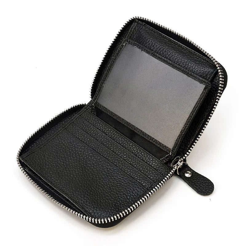 2023 New Short Wallet Men Women Vintage Fashion Card Holder Zipper Coin Purse Crazy Horse Leather Mens Slim Zipper Purse Wallet