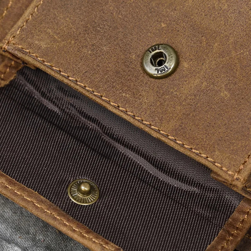 2023 New Short Wallet Men Women Vintage Fashion Card Holder Zipper Coin Purse Crazy Horse Leather Mens Slim Zipper Purse Wallet