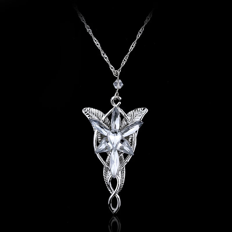 Lord Rings Arwen Evenstar Necklace The Elves Princess Fashion Crystal Cubic Zirconia Stone Pendant For Women Wedding Gifts