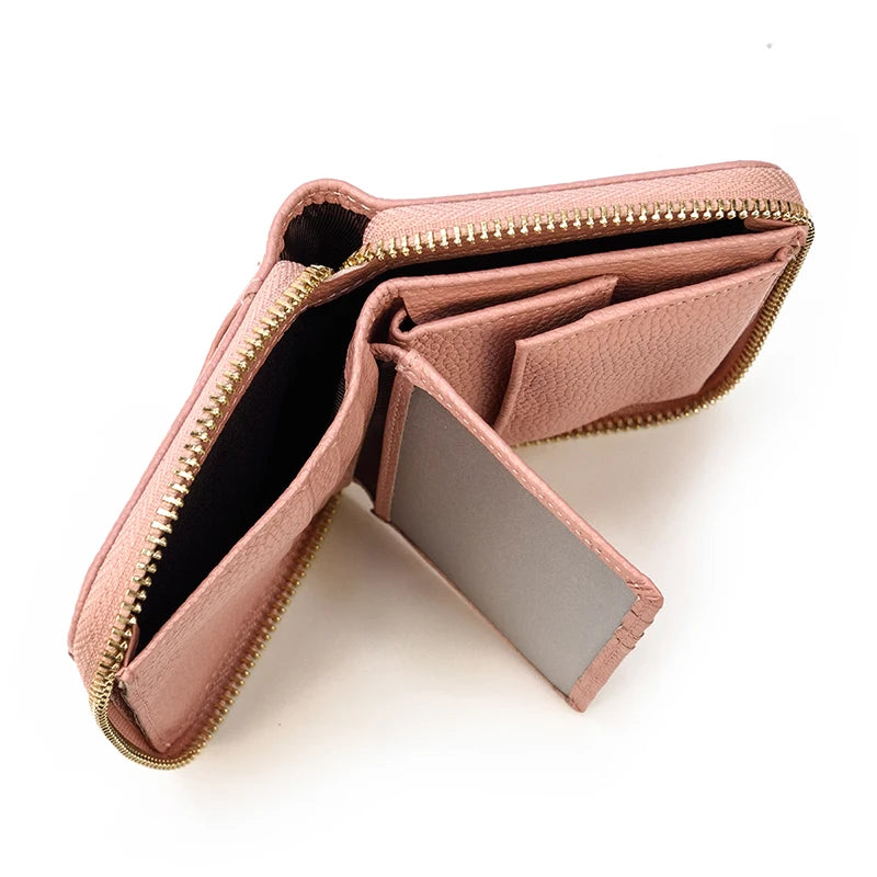 2023 New Short Wallet Men Women Vintage Fashion Card Holder Zipper Coin Purse Crazy Horse Leather Mens Slim Zipper Purse Wallet