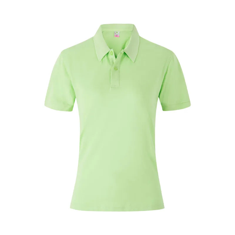Women's 100% Combed Cotton Pure Cotton Short-sleeved Polo Shirt Custom Printed Embroidery Lgoo Solid Color Breathable Polo Shirt Fruit green