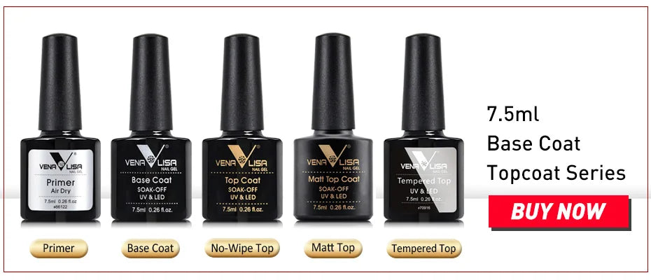 Venalisa Long Wear Tempered Top Coat Reinforce Gel Refill Package Soak Off UVLED Nail Gel Polish Big Volume 225g/30ml Base Gel
