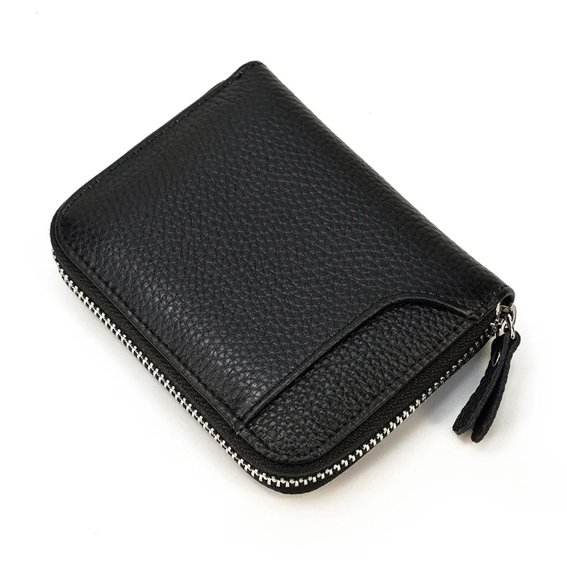 2023 New Short Wallet Men Women Vintage Fashion Card Holder Zipper Coin Purse Crazy Horse Leather Mens Slim Zipper Purse Wallet