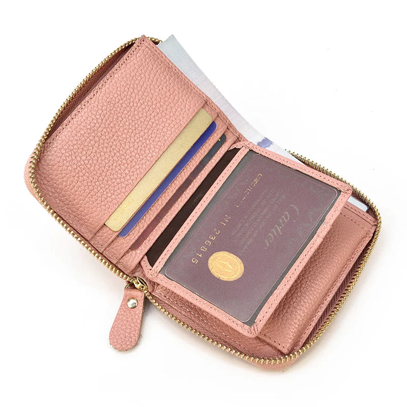 2023 New Short Wallet Men Women Vintage Fashion Card Holder Zipper Coin Purse Crazy Horse Leather Mens Slim Zipper Purse Wallet