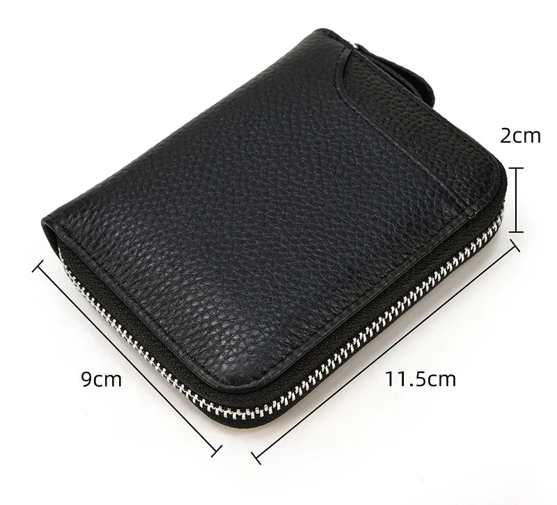 2023 New Short Wallet Men Women Vintage Fashion Card Holder Zipper Coin Purse Crazy Horse Leather Mens Slim Zipper Purse Wallet
