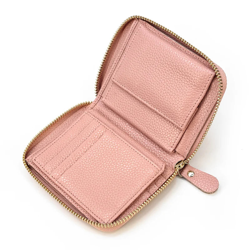 2023 New Short Wallet Men Women Vintage Fashion Card Holder Zipper Coin Purse Crazy Horse Leather Mens Slim Zipper Purse Wallet