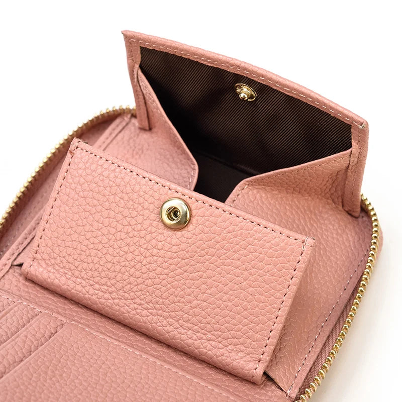 2023 New Short Wallet Men Women Vintage Fashion Card Holder Zipper Coin Purse Crazy Horse Leather Mens Slim Zipper Purse Wallet
