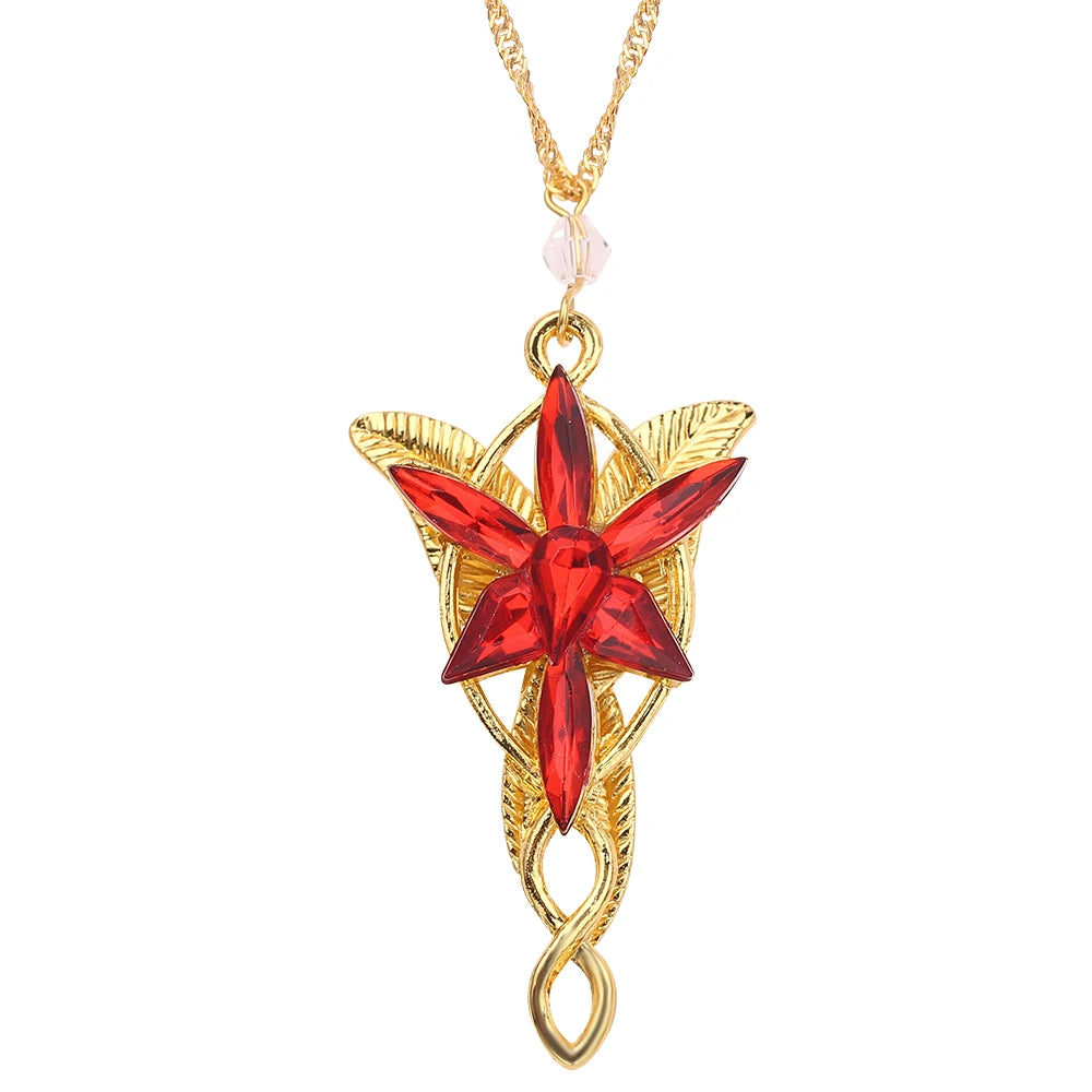 Lord Rings Arwen Evenstar Necklace The Elves Princess Fashion Crystal Cubic Zirconia Stone Pendant For Women Wedding Gifts XL0519 60cm