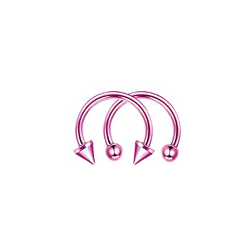 2pcs Stainless Steel Nose Hoop Ring Septum Rings Lip Studs Nostril Earrings Circular Tragus Ear Piercing Horseshoe Body Jewelry Badiee Stylez