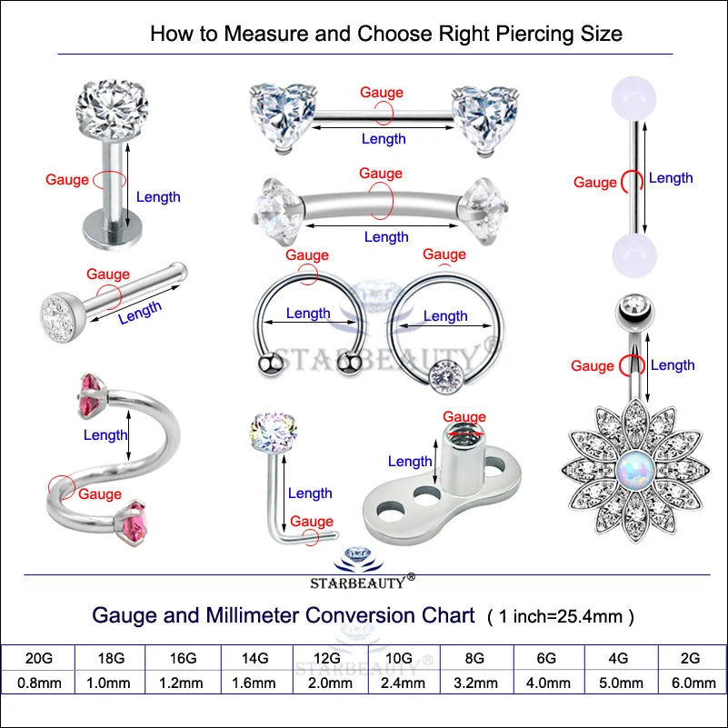 1Pc Moon Ball Smile Piercing Tooth, Labret Nose Ring, Conch Earrings, Nipple Genital Jewelry, Helix Tragus Piercing 1.2x6/8/10mm