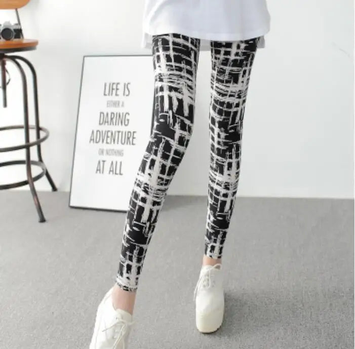 CUHAKCI Floral Sexy Pants Printed Legging Women Love Fitness Leggins Push Up Trousers Casual High Quality Sport Abstract Plaid