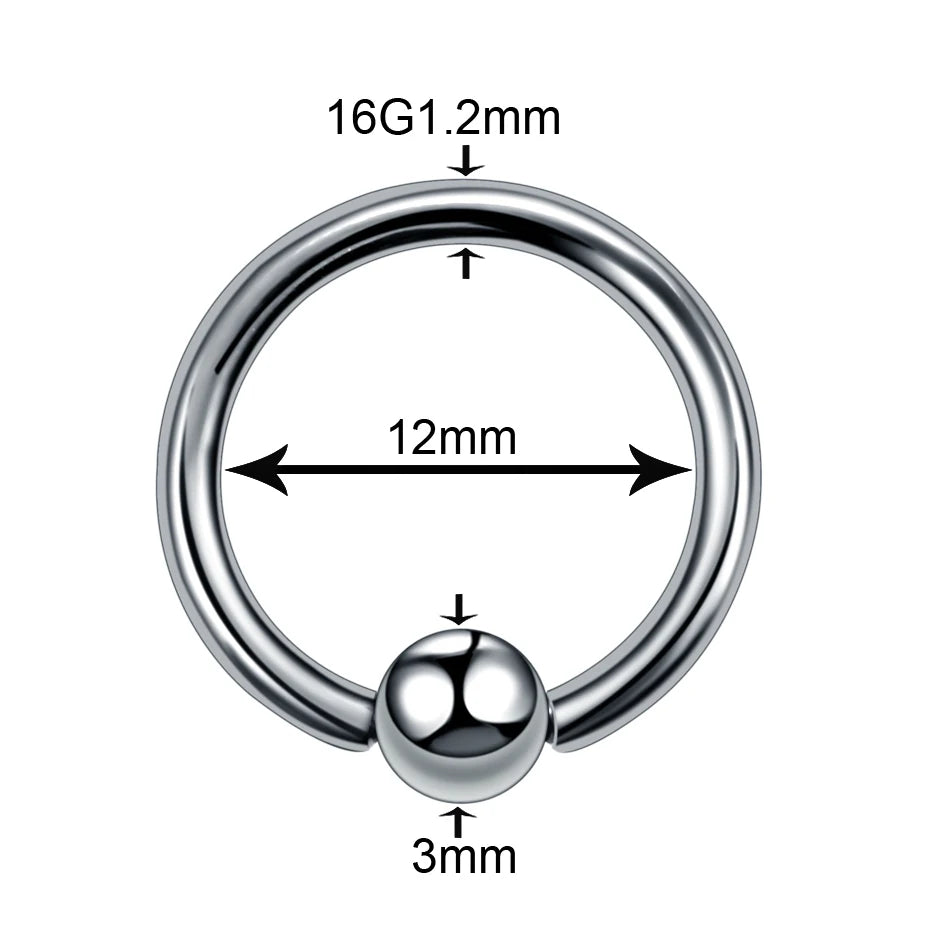 1Pc Titanium Nose Piercing Earrings Anodized Captive Bead Rings 16G Septum Hoop Ring Helix Daith Cartilage Tragus Earrings Ball 16g 1.2x12x3mm