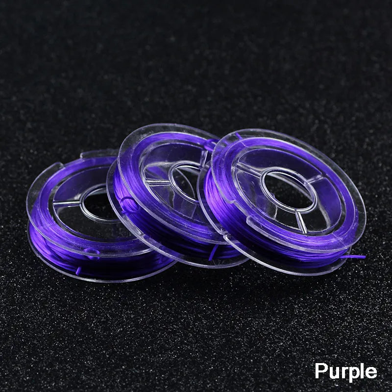 WLYeeS 1Pcs 10M Colorful Stretch Crystal Flat Elastic Line 0.8mm DIY Thread Cord String fit Bracelet Necklace Jewelry Making PURPLE
