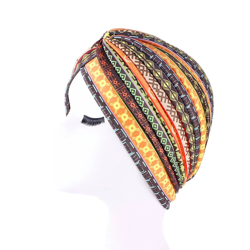 New Women Print Flower Knot Cancer Ruffle Chemo Hat Beanie scarf Turban Head Wrap Knitted Cap Hair Loss Accessories