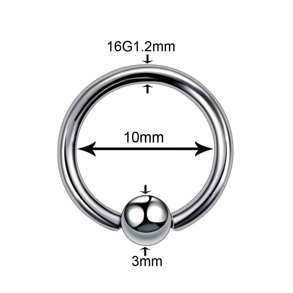 1Pc Titanium Nose Piercing Earrings Anodized Captive Bead Rings 16G Septum Hoop Ring Helix Daith Cartilage Tragus Earrings Ball 16g 1.2x10x3mm