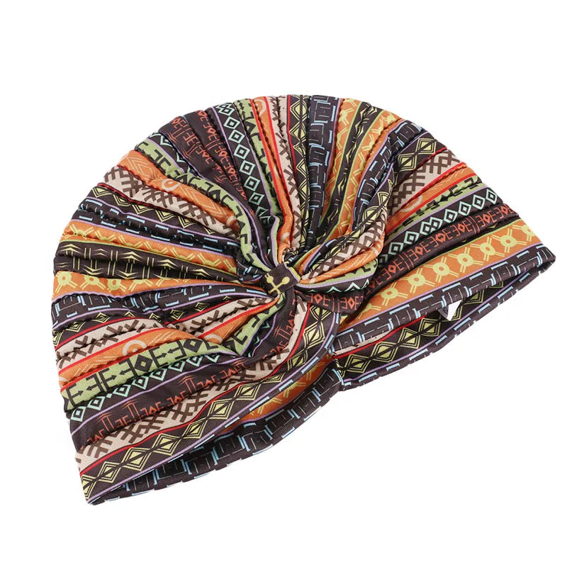 New Women Print Flower Knot Cancer Ruffle Chemo Hat Beanie scarf Turban Head Wrap Knitted Cap Hair Loss Accessories