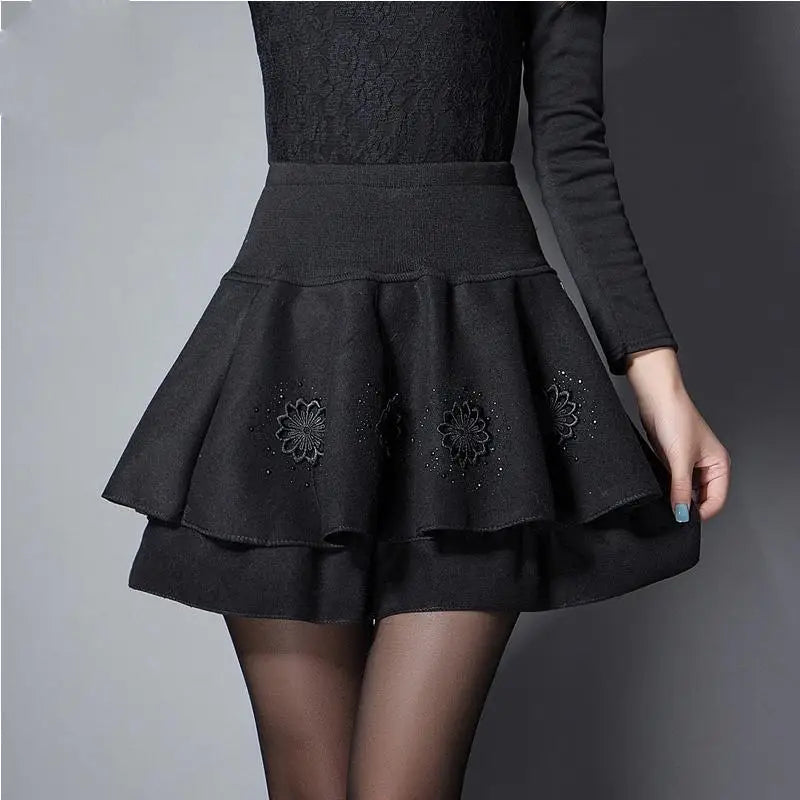 Zuolunouba Summer Slim Preppy Skirt Women Flower Bow Mini Tutu Style Elasticity Lace Skirts Shorts Lady High Waist Student flower