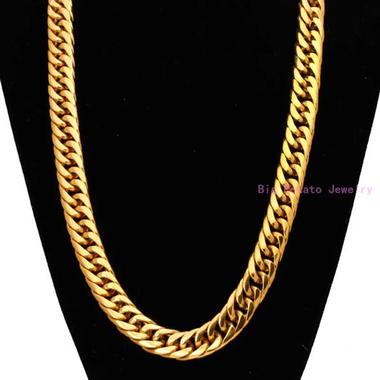 Heavy 16/20mm Gold Color Cuban Curb Link Chain Stainless Steel Necklace Mens Gift Custom Size 7-40inch Badiee Stylez