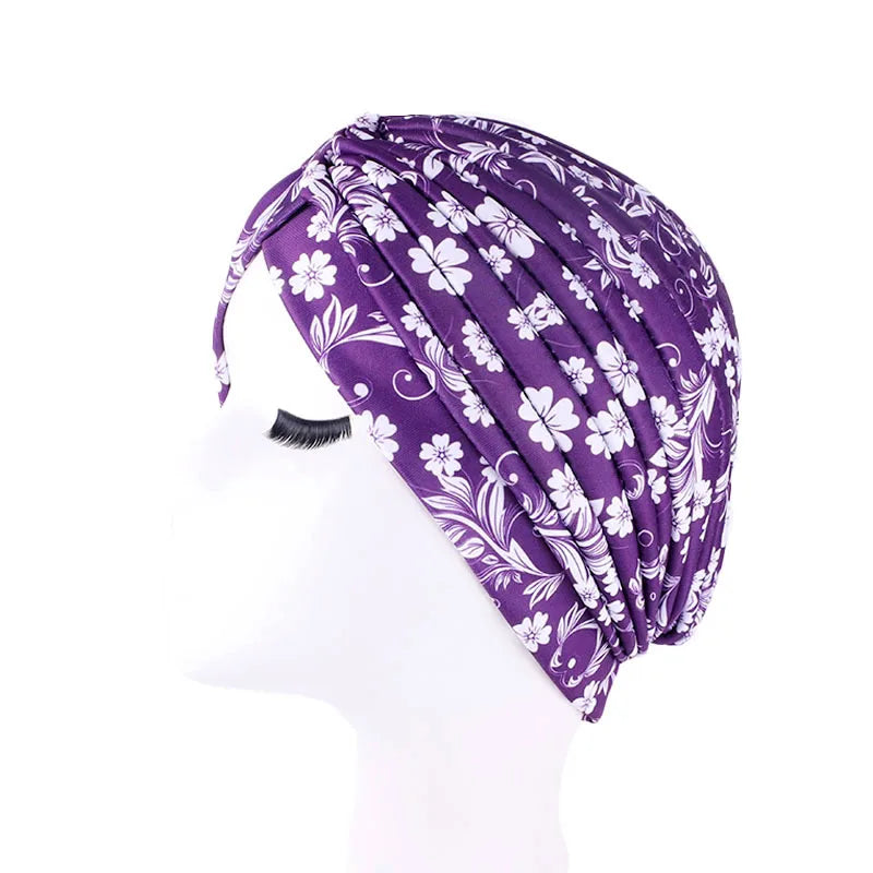 New Women Print Flower Knot Cancer Ruffle Chemo Hat Beanie scarf Turban Head Wrap Knitted Cap Hair Loss Accessories