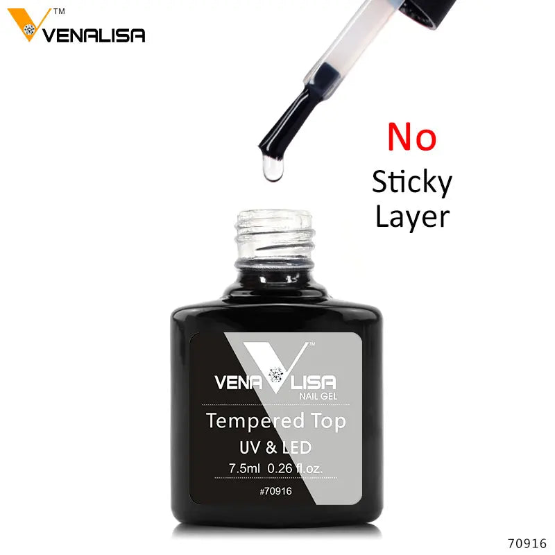 Hot Sell Venalisa Nail Art 7.5ml Tempered Top Coat Matt Top Primer Base Coat Color Gel Nail Polish UV Gel Soak Off Manicure TopT