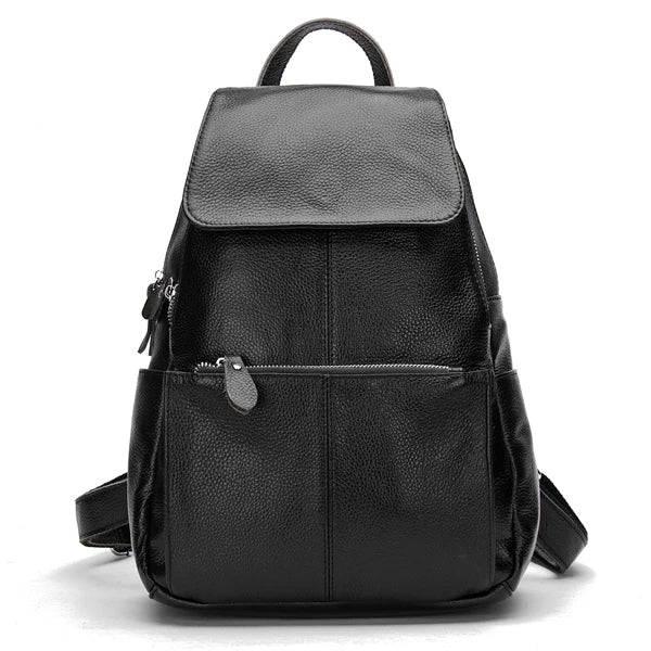 Zency Genuine Leather Women Backpack High Quality Large Capacity Travel Bag Knapsack Schoolbag Shoulder For Ladies Beige Black Black