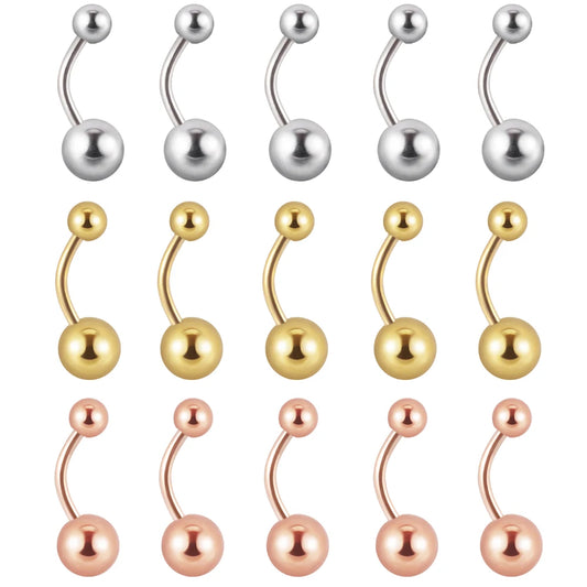 1Piece Surgical Steel Anodized Belly Button Rings Matte Balls Navel Studs Banana  Curved Barbell Body Piercing Jewelry 14g Badiee Stylez