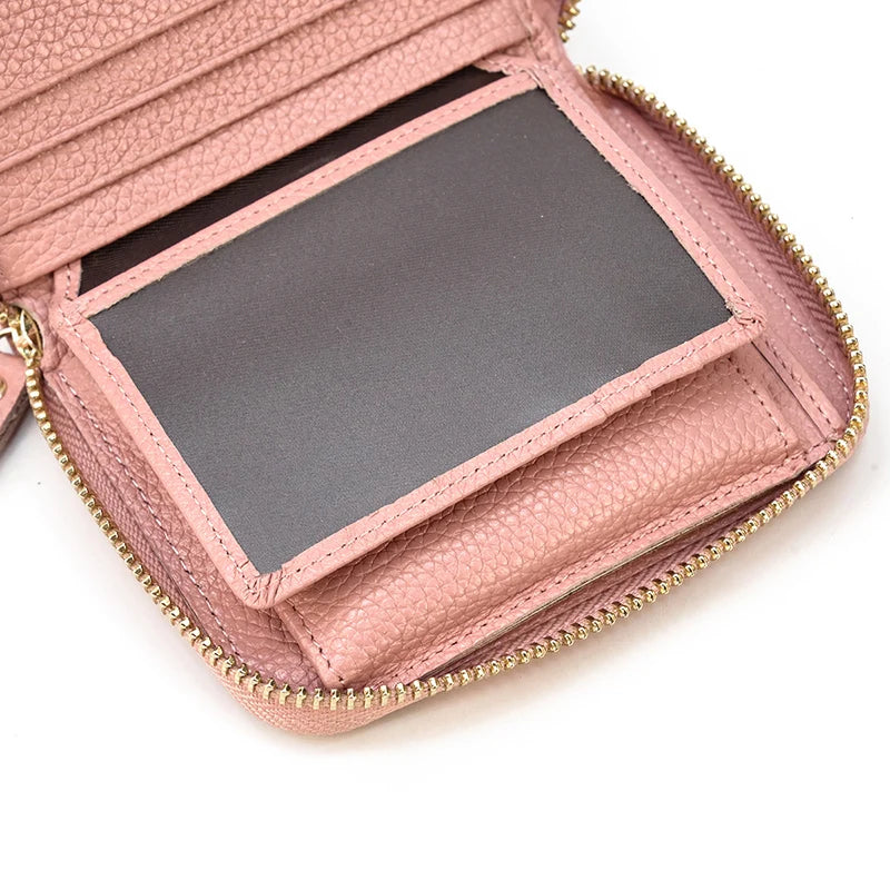 2023 New Short Wallet Men Women Vintage Fashion Card Holder Zipper Coin Purse Crazy Horse Leather Mens Slim Zipper Purse Wallet