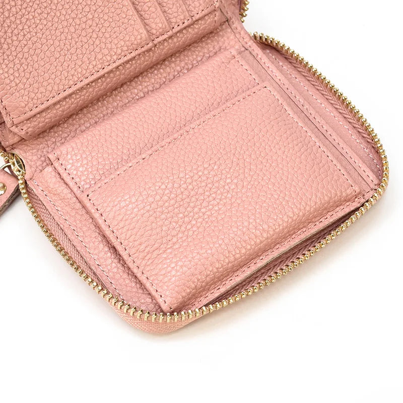 2023 New Short Wallet Men Women Vintage Fashion Card Holder Zipper Coin Purse Crazy Horse Leather Mens Slim Zipper Purse Wallet