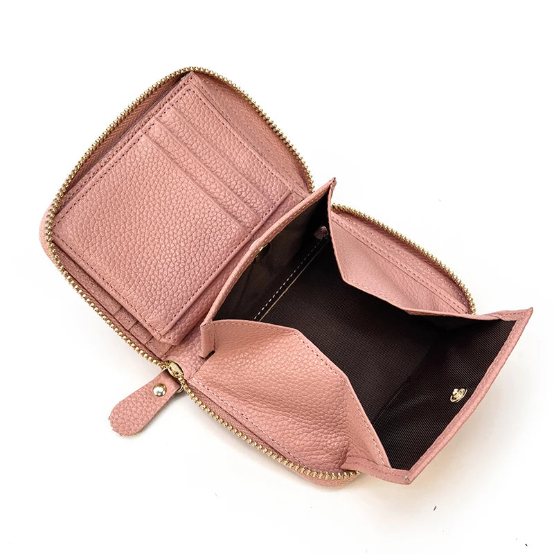 2023 New Short Wallet Men Women Vintage Fashion Card Holder Zipper Coin Purse Crazy Horse Leather Mens Slim Zipper Purse Wallet