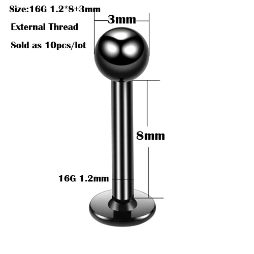 10Pcs/20Pcs/50Pcs G23 Titanium Labret Piercing Internal & External Design Lip Piercing Labret Stud Cartilage Helix Piercing Badiee Stylez