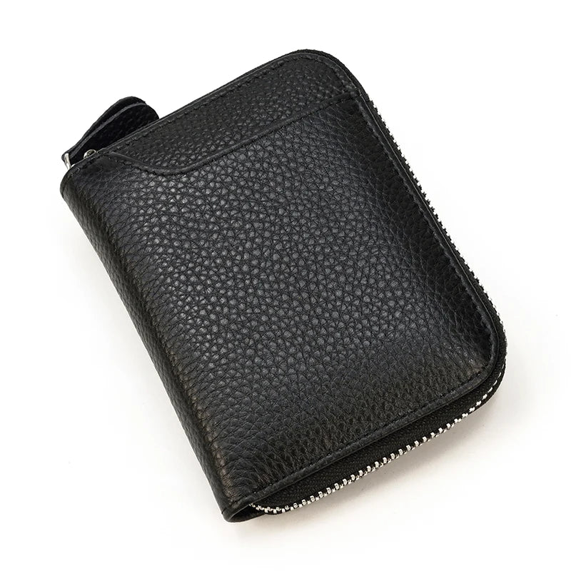2023 New Short Wallet Men Women Vintage Fashion Card Holder Zipper Coin Purse Crazy Horse Leather Mens Slim Zipper Purse Wallet