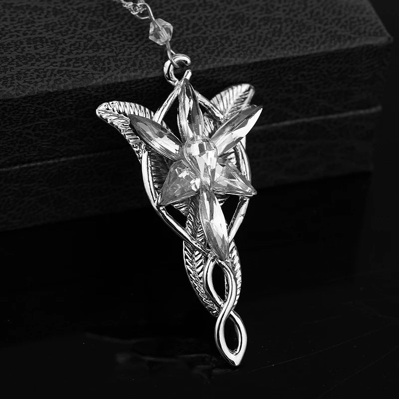 Lord Rings Arwen Evenstar Necklace The Elves Princess Fashion Crystal Cubic Zirconia Stone Pendant For Women Wedding Gifts