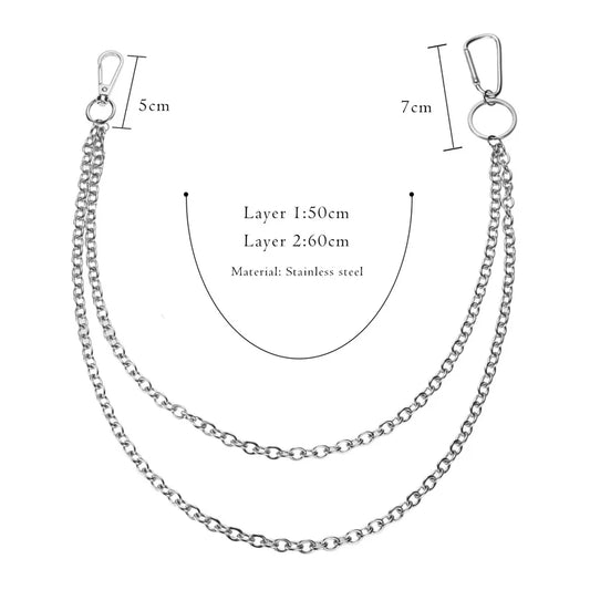 Stainless Steel Trousers Hipster Key Chain Punk Street Big Ring Metal Wallet Belt Chain Pant Keychain Unisex HipHop Jewelry Gift Badiee Stylez