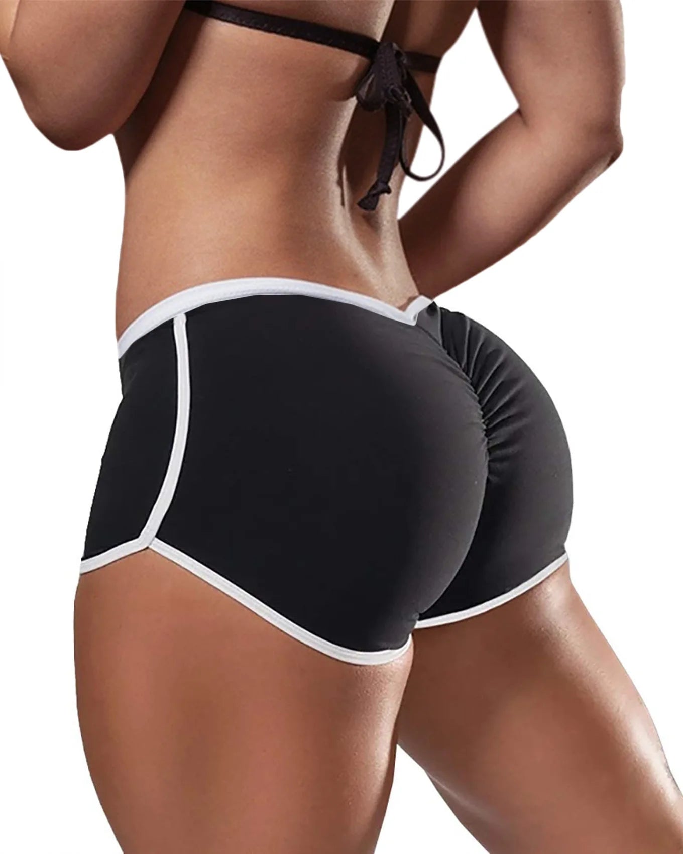 Low Waist Sport Shorts For Women Summer Elasticated Fold Design Shorts Sexy Ladies Training Gym Shorts Mini Skinny Fitness Short black