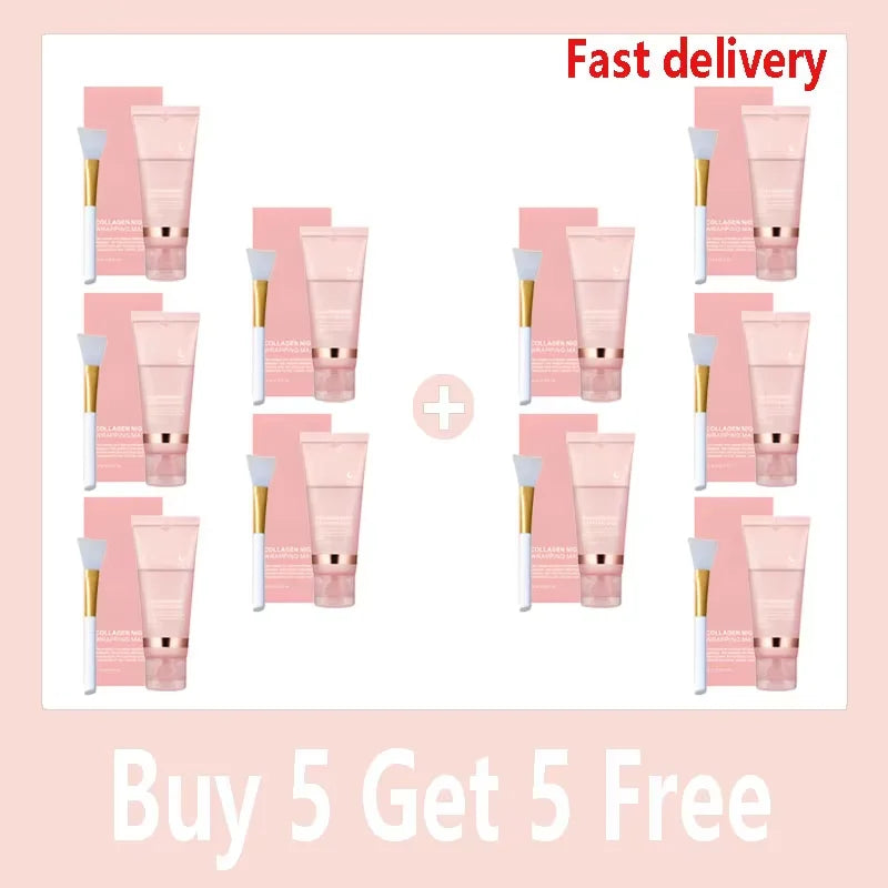 Collagen Overnight Wrapping Peel Off Facial Mask, Korean Collagen Night Wrapping Mask Deeply Hydrates Night Care Mask Cream 75ml Buy 5 Get 5 Free